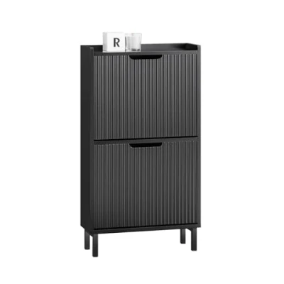 Image of SoBuy 2 Flip drawers Shoe Cabinet Rack Storage Cupboard Organizer Black W50 x D19 H90cm FSR177 SCH