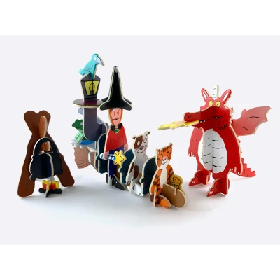 Image of PLAYPRESS Room on the Broom Pop out Playset Based Book by Julia Donaldson and Axel Scheffler Eco Friendly Building Toys Easy Storage Construction for Ages 4+