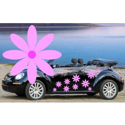 Image of TEEZ 32 Baby Pink &amp; Yellow Daisy car decals,stickers, graphics