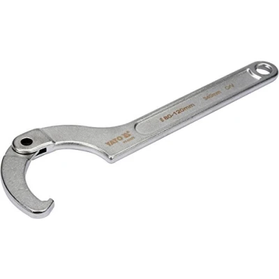 Image of Yato YT 01673 Professional Adjustable Joint Hook Wrench with Nose for Nut Selection 15 180 mm Key Spanner Tenon C (80 120 mm)