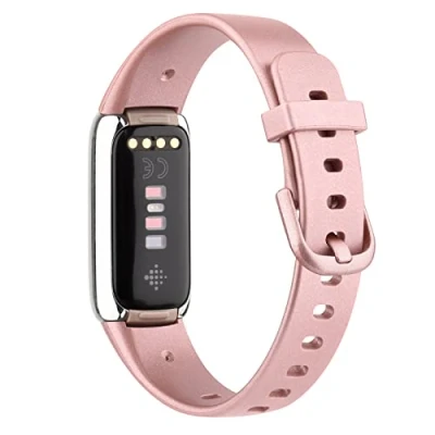 Image of WOOZ Strap compatible with Fitbit Luxe Strap, Classic Replacement Soft Silicone Sport Bands Wristband Colorful Band (Rose gold,Small)