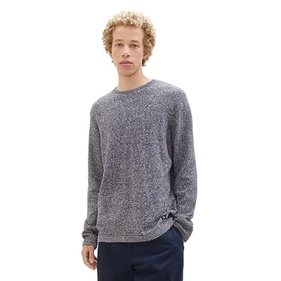 Image of TOM TAILOR Denim Men&#039;s 1039433 Sweater, 30998 Navy White Mouline, XXL