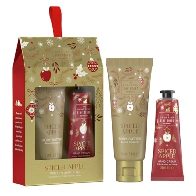 Image of Scottish Fine Soaps Spiced Apple 2024 Winter Skin Duo Body Butter &amp; Hand Cream Gift Set