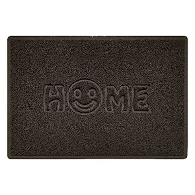 Image of Nicoman SMILEY FACE Embossed Shape Door Mat Dirt Trapper Washable Barrier Doormat (Use Indoor or Sheltered Outdoor) (90x60cm/3x2ft,Large) Brown