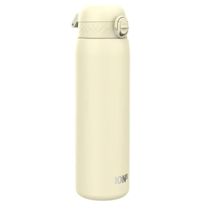 Image of Ion8 Lightweight 1 Litre Steel Water Bottle, Non Insulated, Leak Proof, Easy to Open, Secure Lock, Dishwasher Safe, Flip Cover, Carry Handle, Ideal for Travel &amp; Active Lifestyles, Creamy White