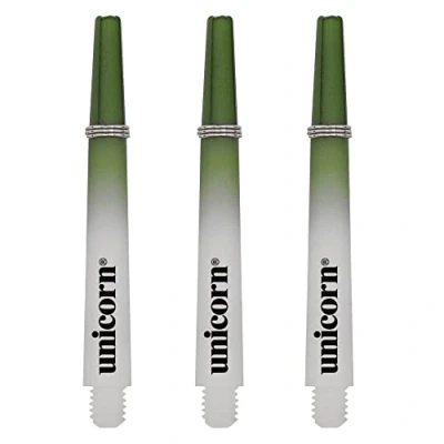 Image of Unicorn Dart Shafts Gripper 3 Two Tone Durable Nylon Green &amp; White Stems Short 34.4 mm