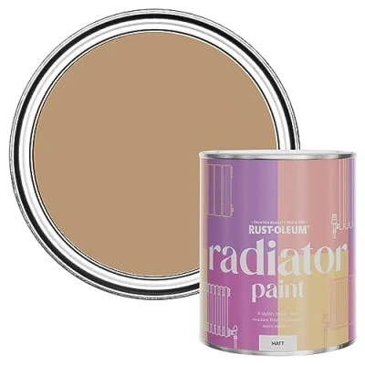 Image of Rust Oleum Orange Heat Resistant Radiator Paint in Matt Finish Fired Clay 750ML