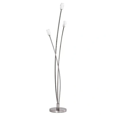 Image of LITECRAFT Macti Decorative 3 Light Floor Lamp with Cut Glass Shade in Satin Nickel