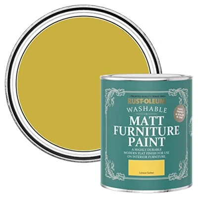 Image of Rust Oleum Yellow Furniture Paint in Matt Finish Lemon Sorbet 750ml