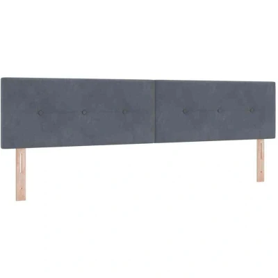 Image of Led Headboard Button Tufted Dark Grey 100 cm Velvet Vidaxl