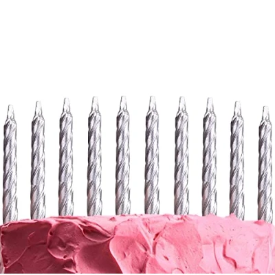 Image of SHATCHI 10pcs Spiral Candles for Birthday Wedding Anniversary Dinner Party Cake Topper Table Decorations, Silver