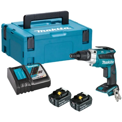 Image of Makita DFS251RTJ 18V Li Ion LXT Brushless Tek Screwdriver Complete with 2 x 5.0 Ah Batteries and Charger Supplied in A Makpac Case