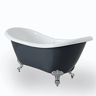 Image of Milano Hest Stone Grey 1750mm x 730mm Double Ended Freestanding Slipper Bath