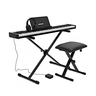 Image of Digital Piano Keyboard 88 Touch Sensitive Key with Bluetooth Stand Bench &amp; Headphones VISIONKEY 100