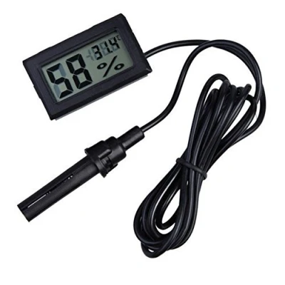 Image of WINGONEER® 2 in 1 Digital LCD Embedded Thermometer Hygrometer with External for Reptile Incubator Aquarium Poultry Black