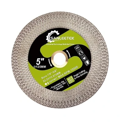 Image of Diamond Tile Saw Blade SANLEETEK 125mm Cutting Grinding Disc for Porcelain Ceramic Marble Artificial Stone with Double sided X Mesh Rim