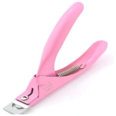 Image of Acrylic False Nail Clipper Stainless Steel Tip Cutter Trimmer Fake Clippers for (pink)