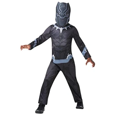 Image of Rubie&#039;s 640907L000 Black Panther Classic Childs Costume Kids Fancy Dress, Boys, Multicolour, 7 8 Years