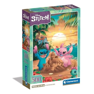 Image of Clementoni Jigsaw Puzzle Cube Disney Stitch 500 Pieces Compact Box For Adults 14 99 Years, Gift Men/Women, Made In Italy, 35547