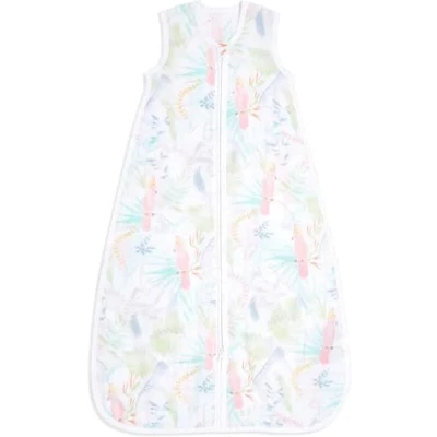 Image of aden + anais essentials Baby Sleeping Bag, 100% Cotton Muslin, Wearable Swaddle Blanket for Girls &amp; Boys, Newborn Sleep Sack, TOG Rating 1.0, 18 36 Months, tropicalia