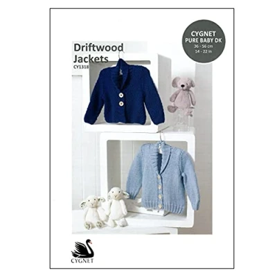 Image of Cygnet CY1318 Knitting Pattern Baby Driftwood Jackets/Cardigans in Pure DK