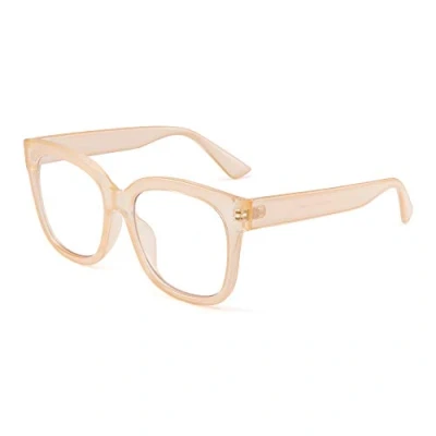 Image of Jim Halo Blue Light Blocking Glasses Oversized Square Computer Gaming for Men Women Reduce Eye Strain Apricot