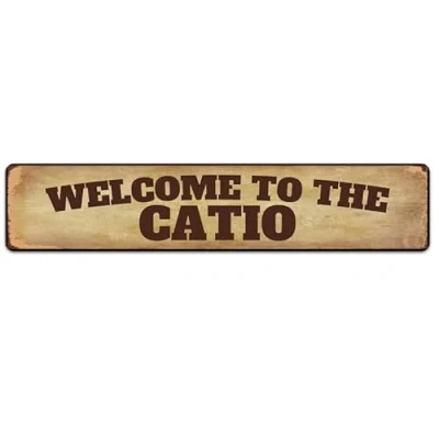 Image of Welcome to The Catio Sign Vintage Metal Retro Plaque Bar Pub Poster Wall Art Decor Tin 16x4 Inch