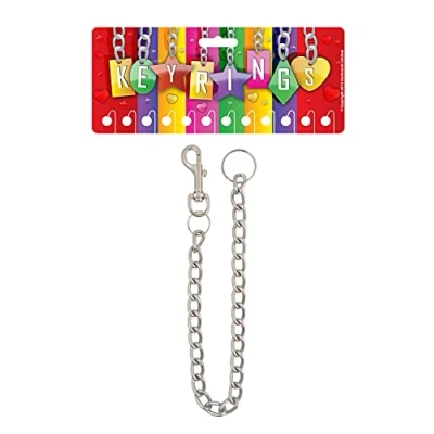 Image of HENBRANDT Single Chunky Link Metal Keychain 45cm Key Fob with Split Ring and Snap Clip Anti Loss Theft Heavy Duty Chain Belt Wallet Purse Keys Keyrings for Men Women