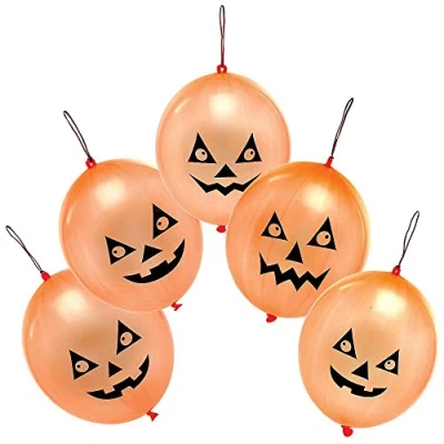 Image of Baker Ross FX449 Pumpkin Punching Balloons Pack of 10, Halloween Party Bag Filler for Kids, Kids Balloon, Spooky Favour