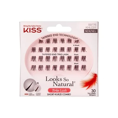 Image of KISS Haute Couture Collection 30 Trio Lashes in Various Lengths, Short Combo, Natural Premium Fake Eyelashes includes Lash Glue