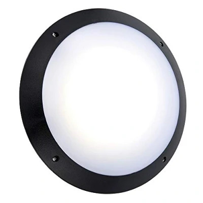 Image of Saxby 78607 Seran Black IP65 Outdoor Microwave Sensor 12W Daylight White LED Bulkhead