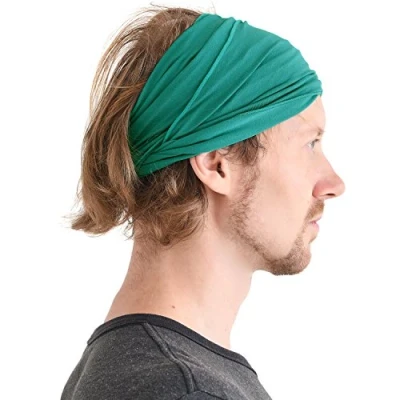 Image of CHARM Mens Elastic Japanese Headband Long Hair Bandana Womens Head Wrap Dreads Green
