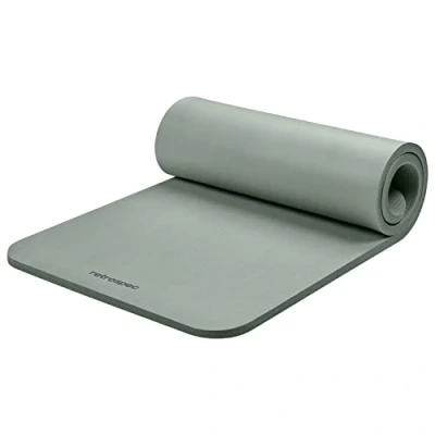Image of Retrospec Solana Yoga Mat 1&quot; Thick w/Nylon Strap for Men &amp; Women Non Slip Exercise Home Yoga, Pilates, Stretching, Floor Fitness Workouts Sage