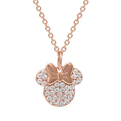 Image of Peers Hardy Minnie Mouse Rose Gold Silver Plated Brass CZ Stone Set Necklace CF01055PZWL Q.PH
