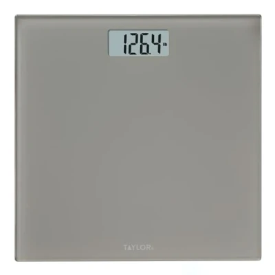 Image of Taylor Digital Scales for Body Weight, Highly Accurate 350 LB Capacity Bathroom Scale, 11.0 x Inch Durable Glass Platform, Battery Powered, Easy to Read, Gray