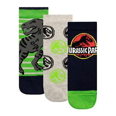 Image of Jurassic Park Boys Socks Pack of 3 Multicoloured 12