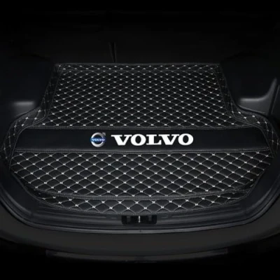 Image of YZWDSFP Car Boot Liners Mats for Volvo XC40 2019 2024, All Weather Liner Protector Pad with Raised Edges, Waterproof Anti Scratch Slip Cargo Tray Trunk Carpets,Black Beige