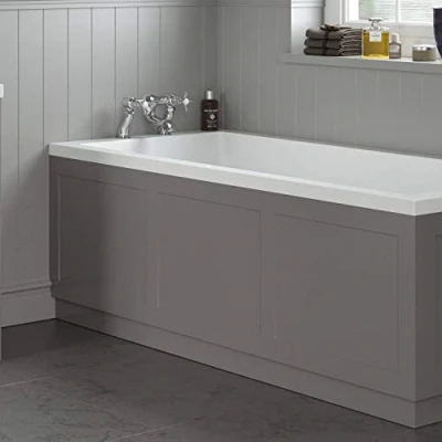Image of Traditional Bathroom 1700mm Front Bath Panel 18mm MDF Wood Grey Plinth Easy Cut