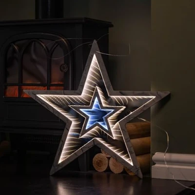 Image of Samuel ALEXANDER 47cm Light up Star Infinity Christmas Decoration with White and Gold LEDs