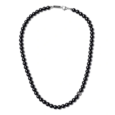 Image of GAVU Fleur De Lis Men&#039;s Crystal Obsidian Necklace 60cm