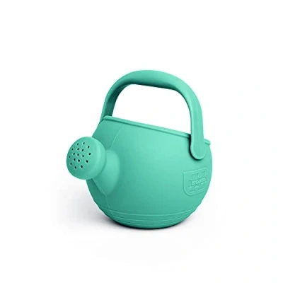 Image of Bigjigs Toys Eggshell Green 100% Silicone Childrens Watering Can Temperature &amp; Stain Resistant Kids, Easy Grip Handle, Sustainable Toys, Ideal Outdoor Beach