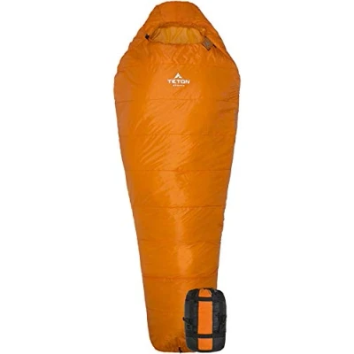 Image of TETON Sports Altos S 0F Ultralight Mummy Sleeping Bag for Camping, Hiking, Backpacking (Orange), 84 x 32 3&quot;