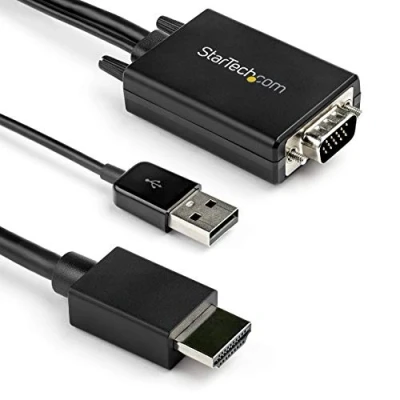 Image of StarTech.com 2m VGA to HDMI Converter Cable with USB Audio Support &amp; Power Analog Digital Video Adapter connect a PC Display 1080p Male Monitor (VGA2HDMM2M)