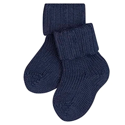 Image of FALKE Unisex Baby Flausch B SO Wool Cotton Plain 1 Pair Socks, Blue (Dark Navy 6370), 12 18 months