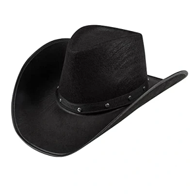Image of Boland Adult Wichita Cowboy Hat, Western Fancy Dress Accessory, Unisex, For Men and Women, Sheriff, Rodeo, Party, Festival, Halloween, Up, One Size, Black