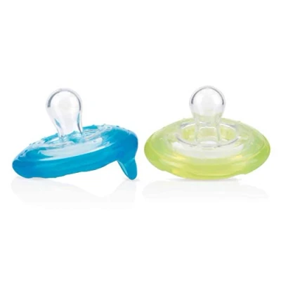 Image of Nûby 2 Natural Flex™ Dummies Cherry Shape Green &amp; Aqua 6 36 Months