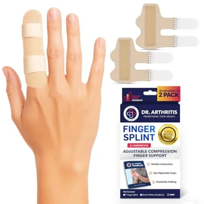 Image of Doctor Developed Trigger Finger Splint for Arthritis &amp; Injury Recovery, Grip Support Straightener Tool, Broken that Fits Index, Middle, Ring, Pinky Joints L/XL 2 pack