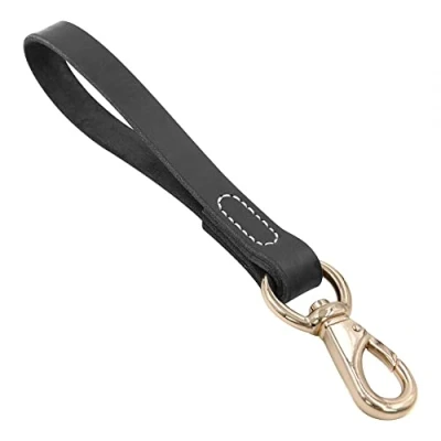 Image of 11.8&quot; Short Dog Leash, Leather Pet Traffic Lead Leash Padded Handle for Medium Large Dogs Training Walking