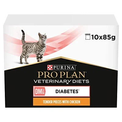 Image of PRO PLAN VETERINARY DIETS DM Diabetes Management Wet Cat Food Beef 10x85g