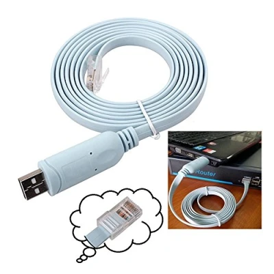 Image of Wfortune Usb to Console Cable,Cisco Cable,Usb Rj45 Console,Cisco Cable Rollover For Windows/Vista/MAC/Linux (1.8m/6 Ft,Blue)